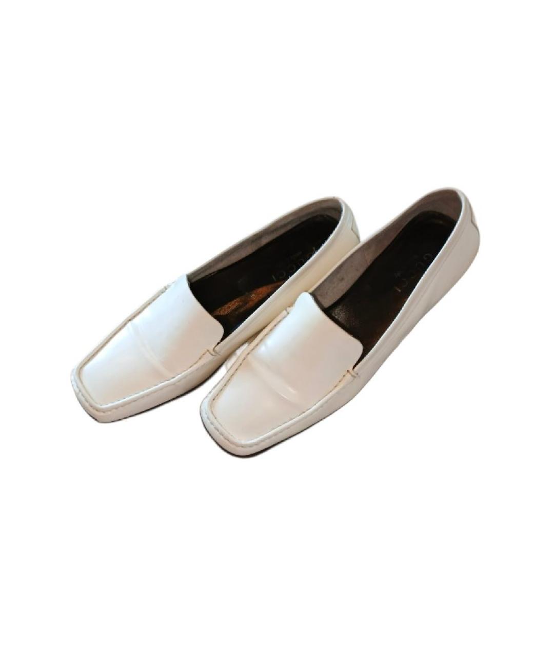 GUCCI Белые кожаные лоферы, фото 2