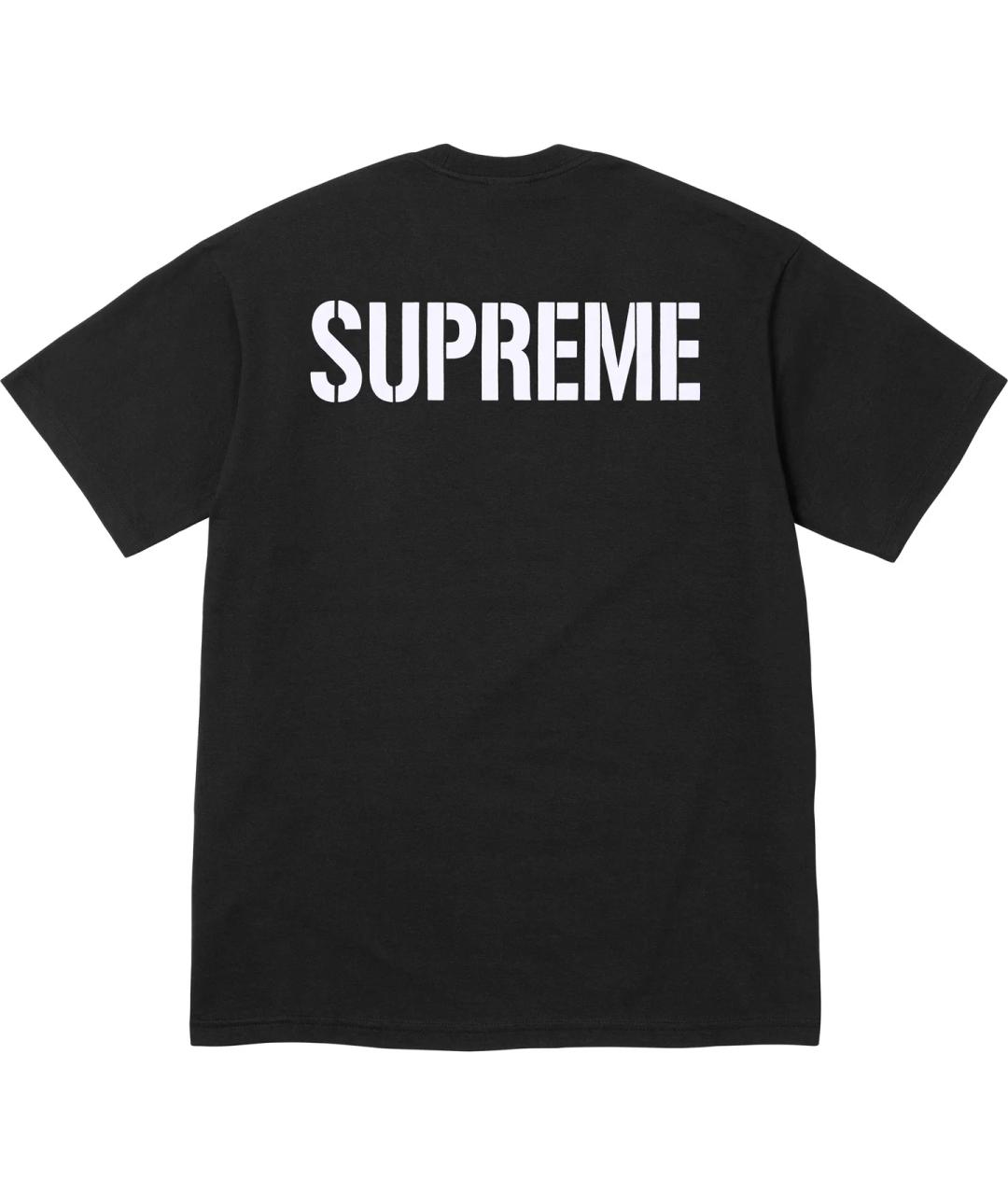 SUPREME Черная хлопковая футболка, фото 2