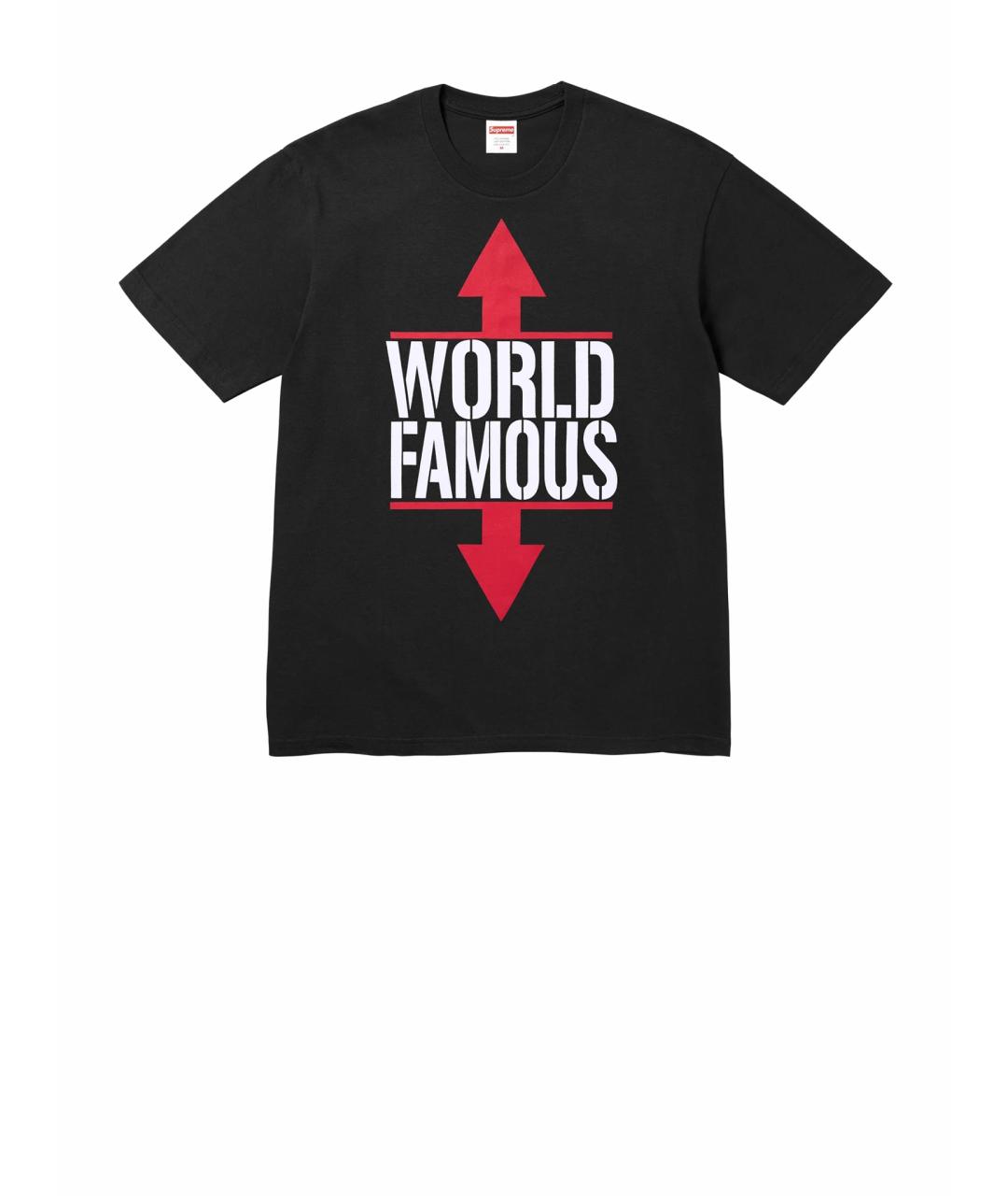 SUPREME Черная хлопковая футболка, фото 1