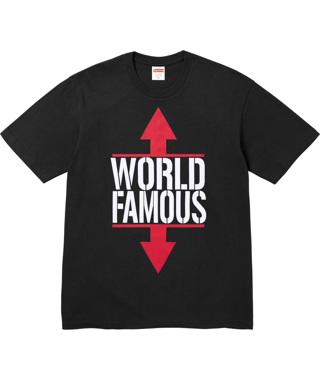SUPREME Черная хлопковая футболка, фото 7
