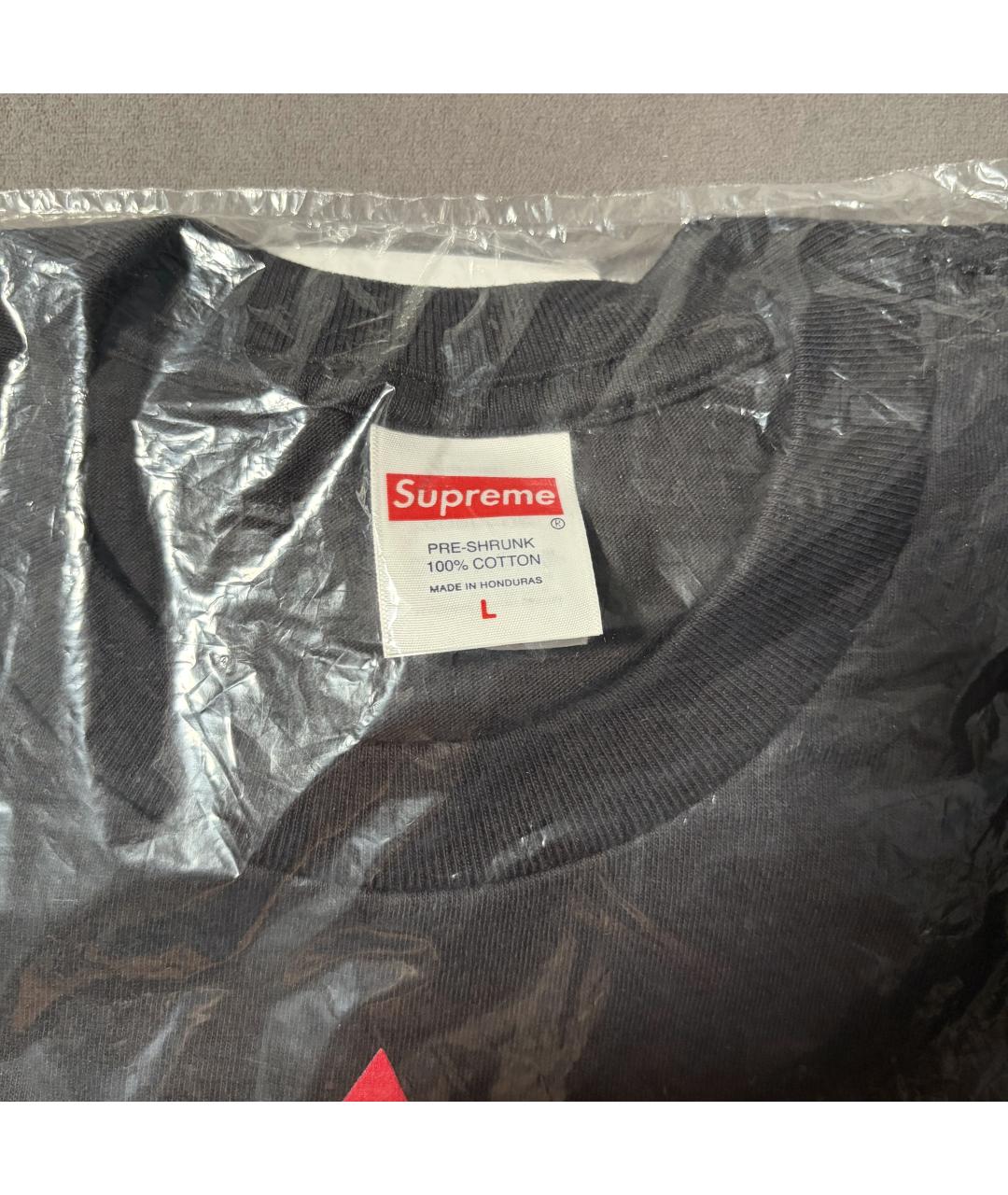 SUPREME Черная хлопковая футболка, фото 5
