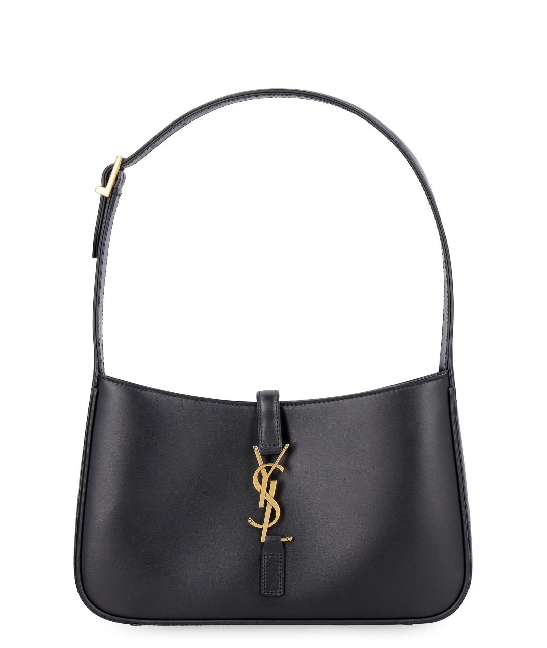 SAINT LAURENT Черная кожаная сумка с короткими ручками, фото 1