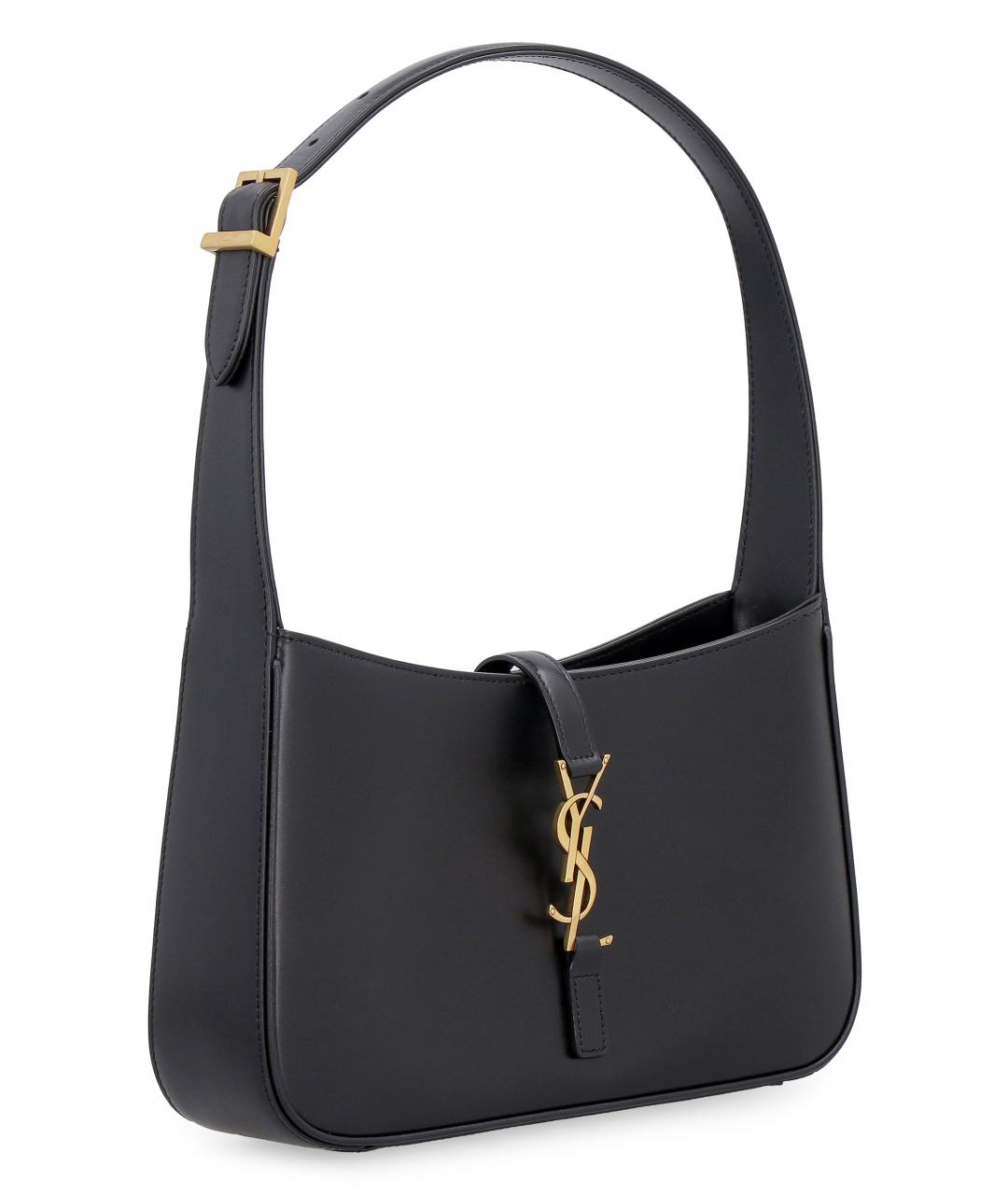 SAINT LAURENT Черная кожаная сумка с короткими ручками, фото 2