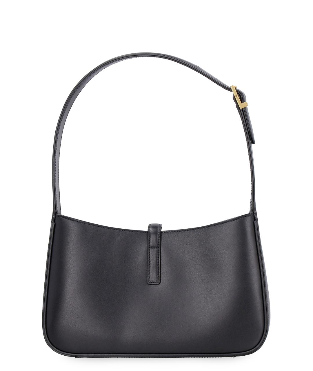 SAINT LAURENT Черная кожаная сумка с короткими ручками, фото 3