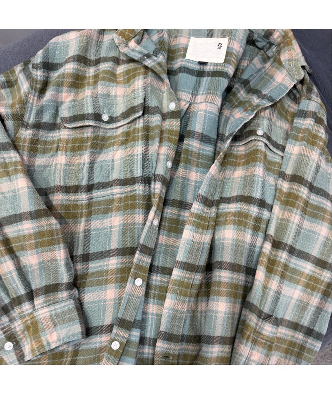 R13 Зеленая хлопковая рубашка, фото 3