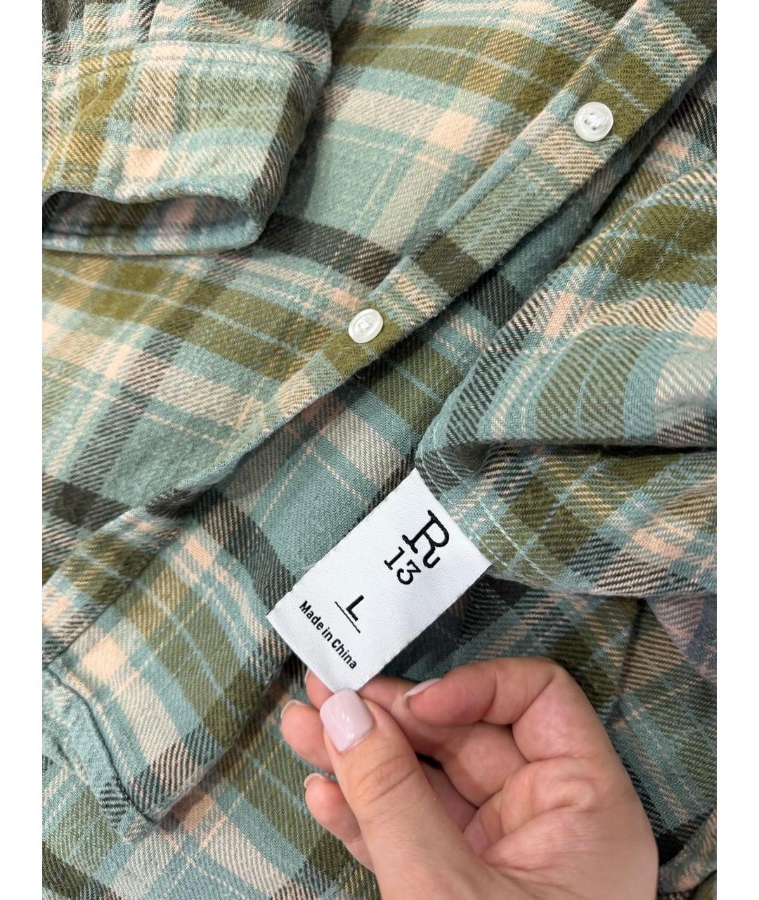 R13 Зеленая хлопковая рубашка, фото 4