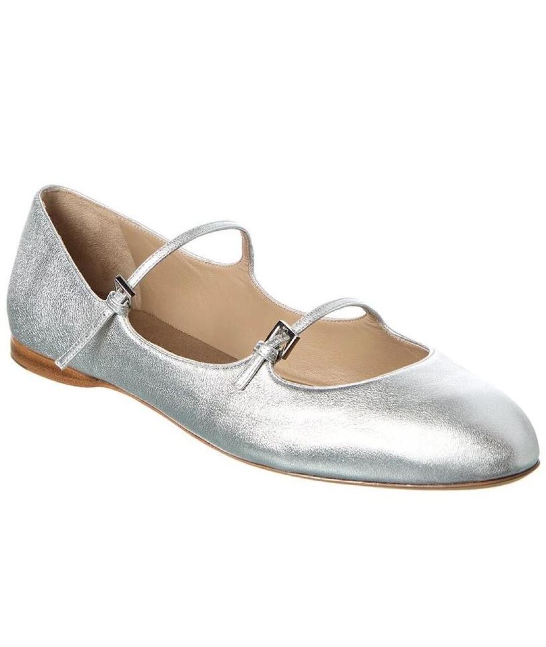 MAX MARA Серебряные кожаные балетки, фото 7