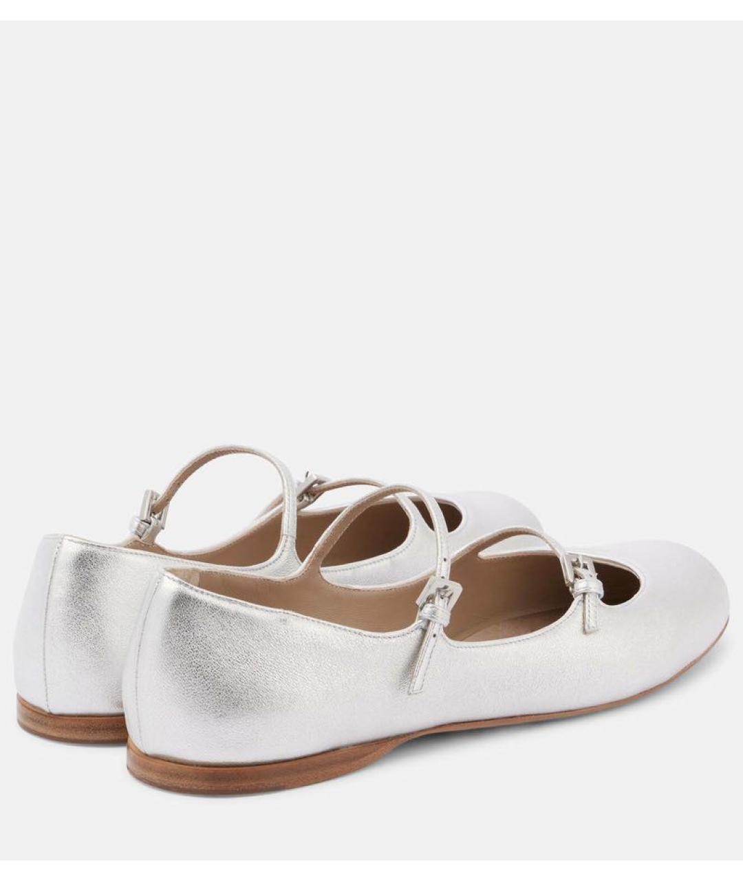 MAX MARA Серебряные кожаные балетки, фото 2