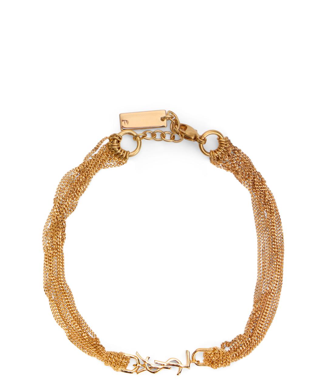 SAINT LAURENT Золотой металлический браслет, фото 4