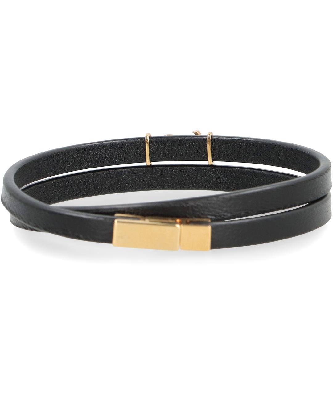 SAINT LAURENT Черный кожаный браслет, фото 2