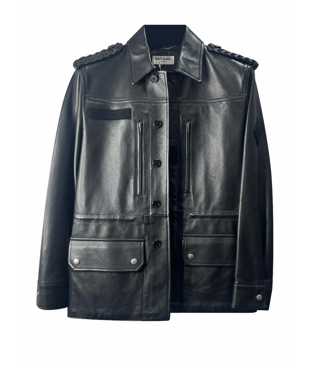 SAINT LAURENT Черная кожаная куртка, фото 1