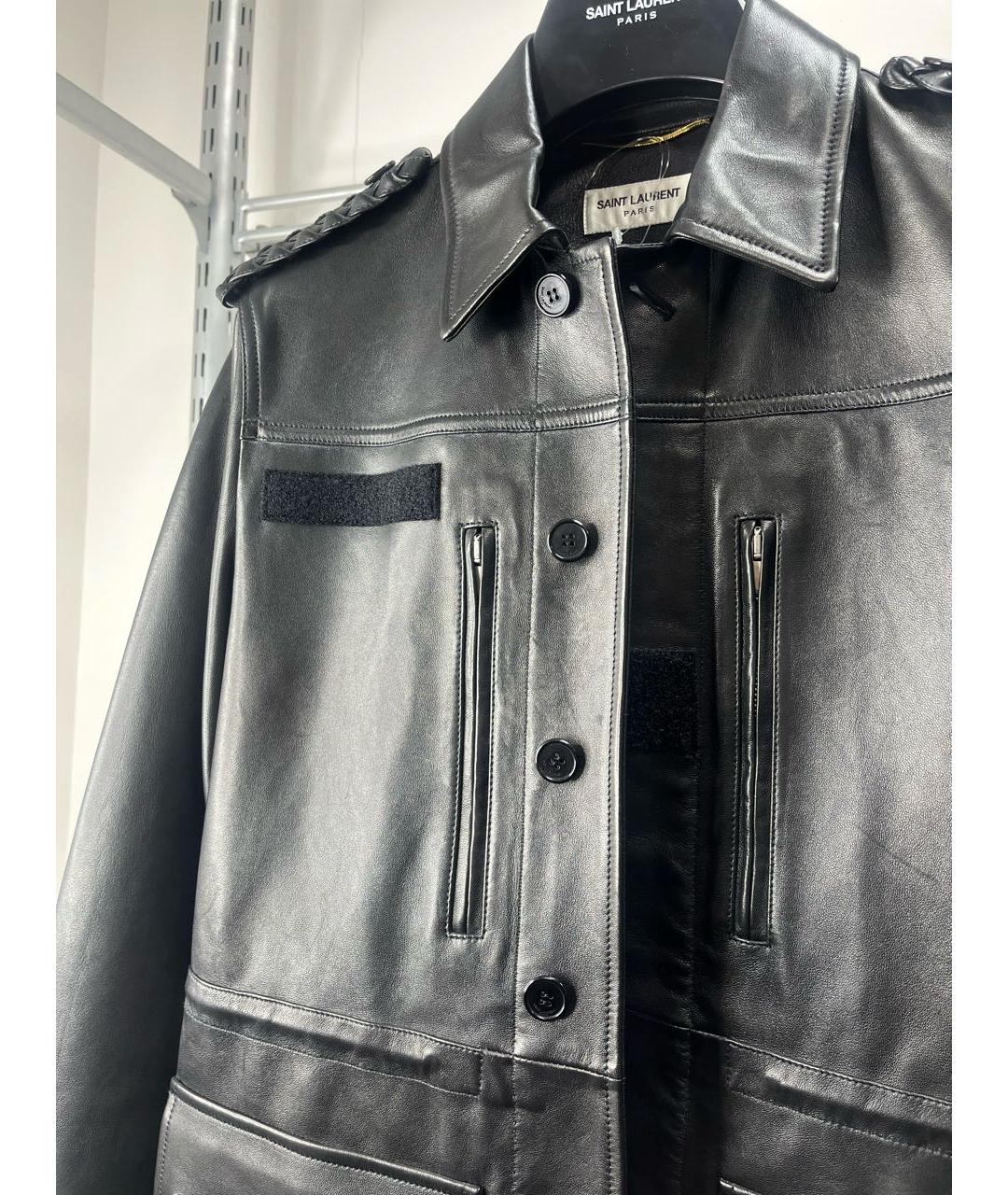 SAINT LAURENT Черная кожаная куртка, фото 2