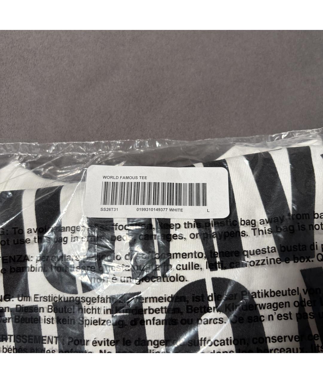 SUPREME Белая хлопковая футболка, фото 6