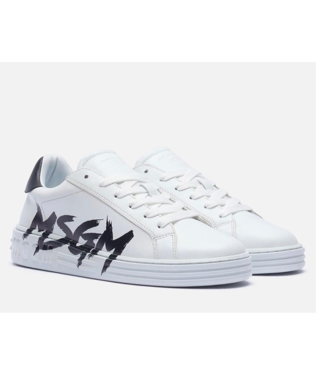 MSGM Белые кожаные кеды, фото 2