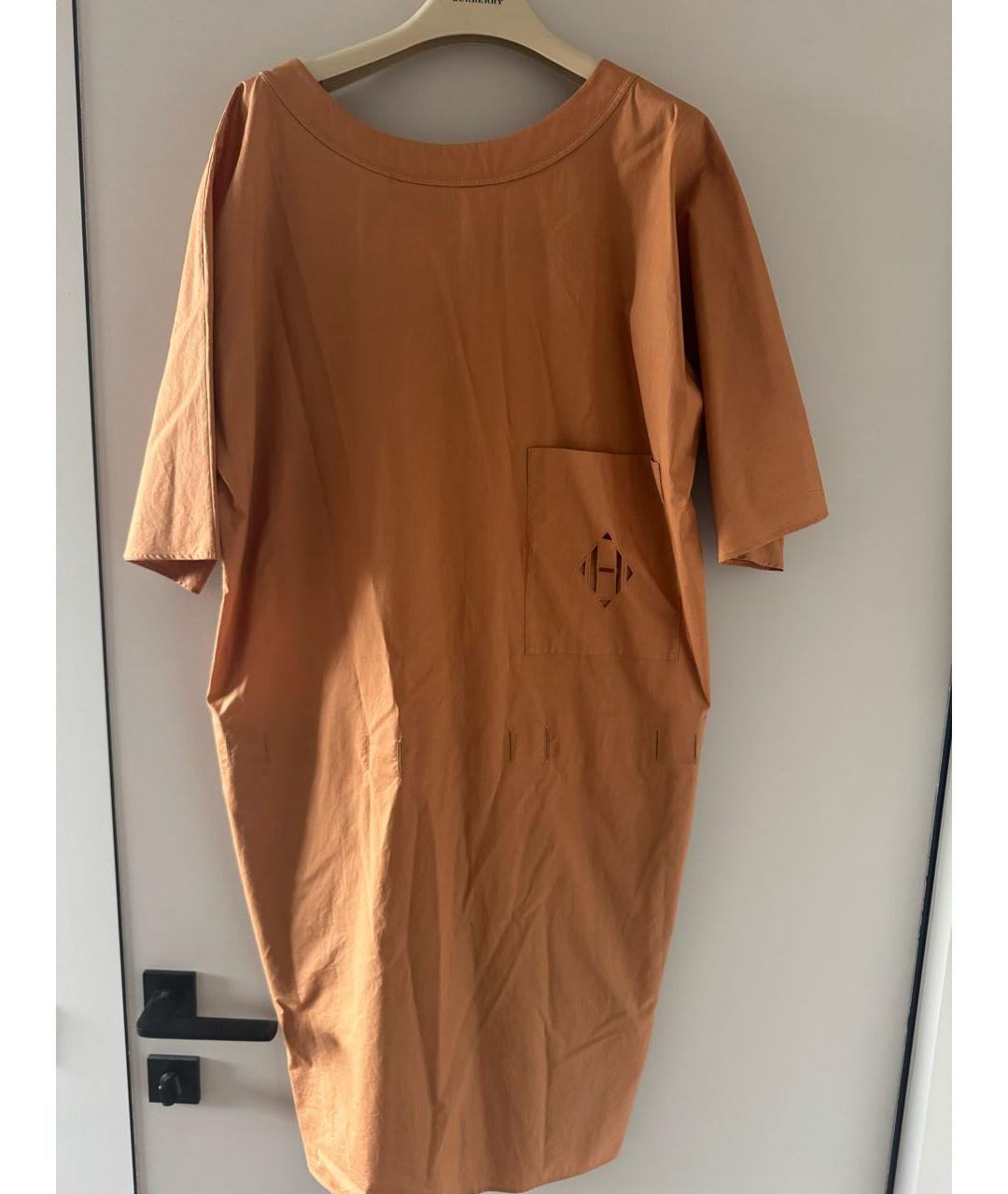 HERMES Оранжевое хлопковое повседневное платье, фото 6