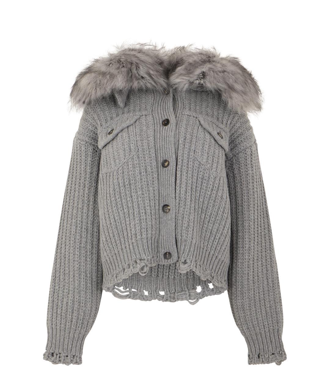 BLUMARINE Серый шерстяной кардиган, фото 3