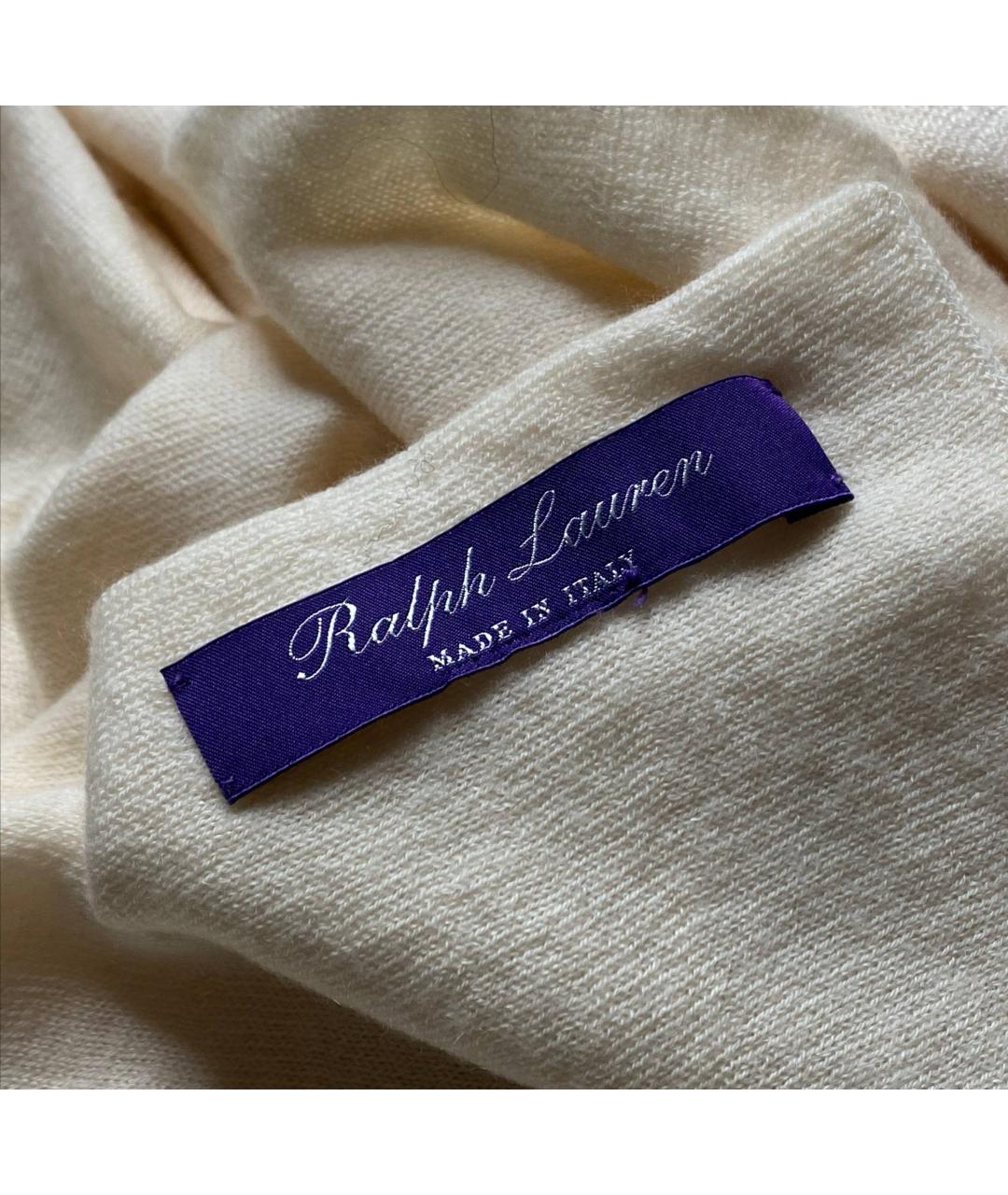 RALPH LAUREN PURPLE LABEL Бежевый кашемировый шарф, фото 4