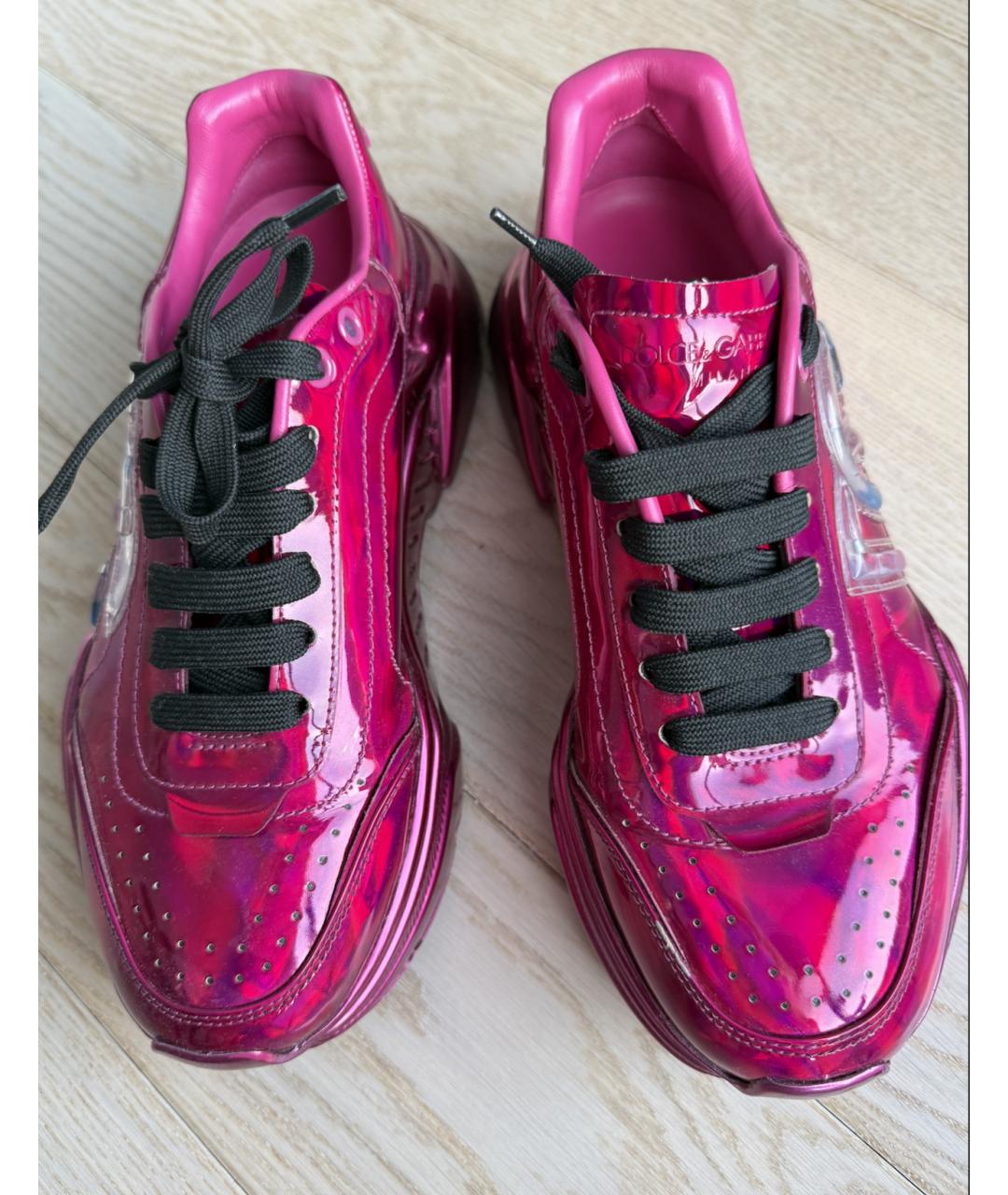 DOLCE&GABBANA Розовые кожаные кроссовки, фото 2