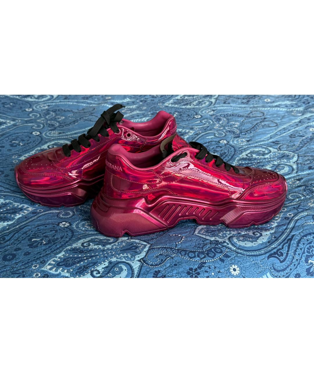 DOLCE&GABBANA Розовые кожаные кроссовки, фото 7