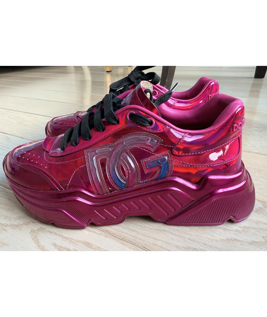 DOLCE&GABBANA Розовые кожаные кроссовки, фото 8