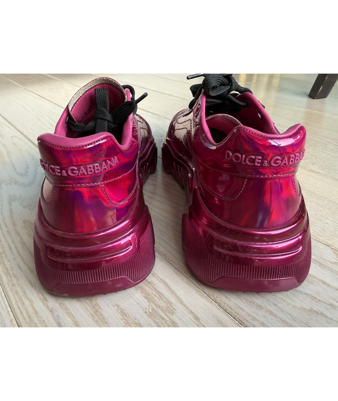 DOLCE&GABBANA Розовые кожаные кроссовки, фото 4