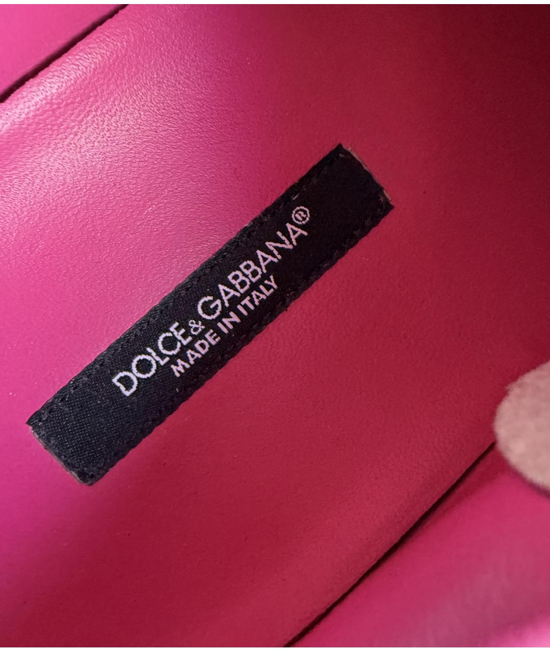 DOLCE&GABBANA Розовые кожаные кроссовки, фото 5