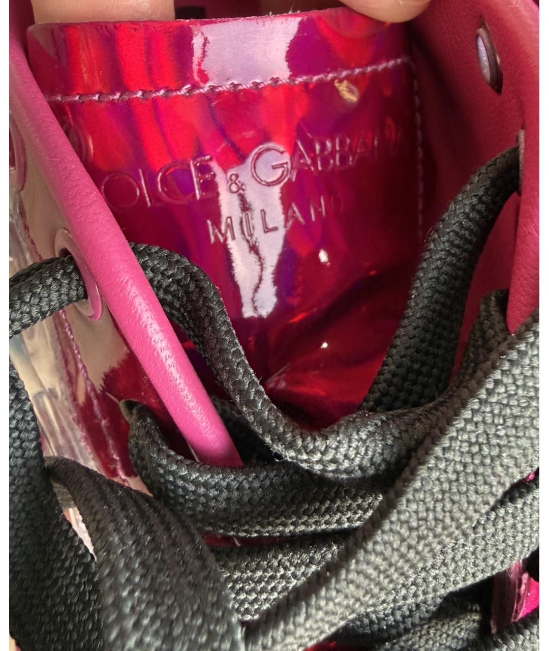 DOLCE&GABBANA Розовые кожаные кроссовки, фото 6