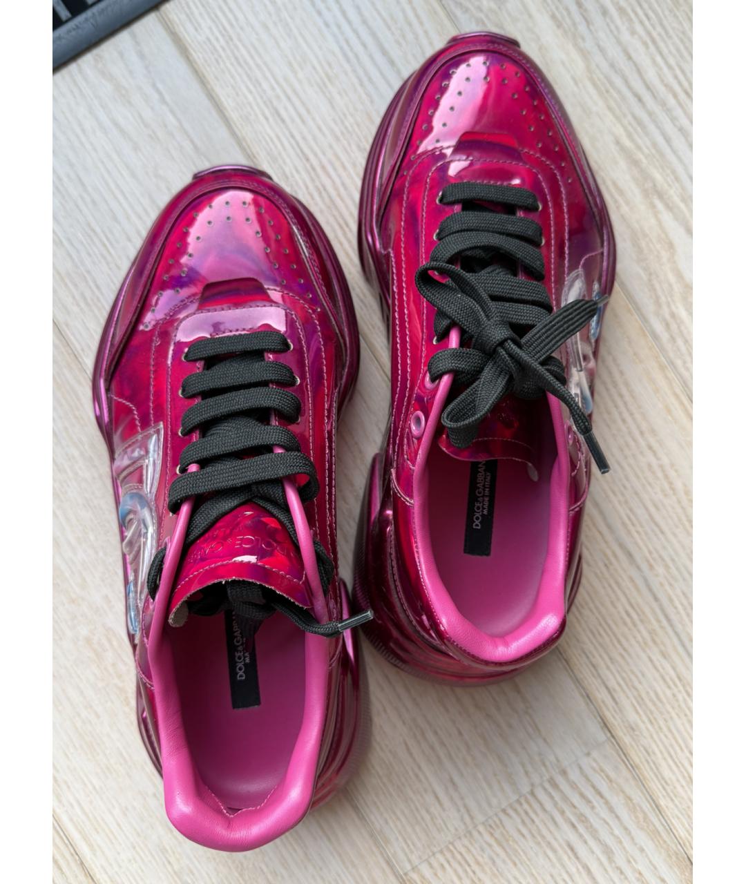 DOLCE&GABBANA Розовые кожаные кроссовки, фото 3