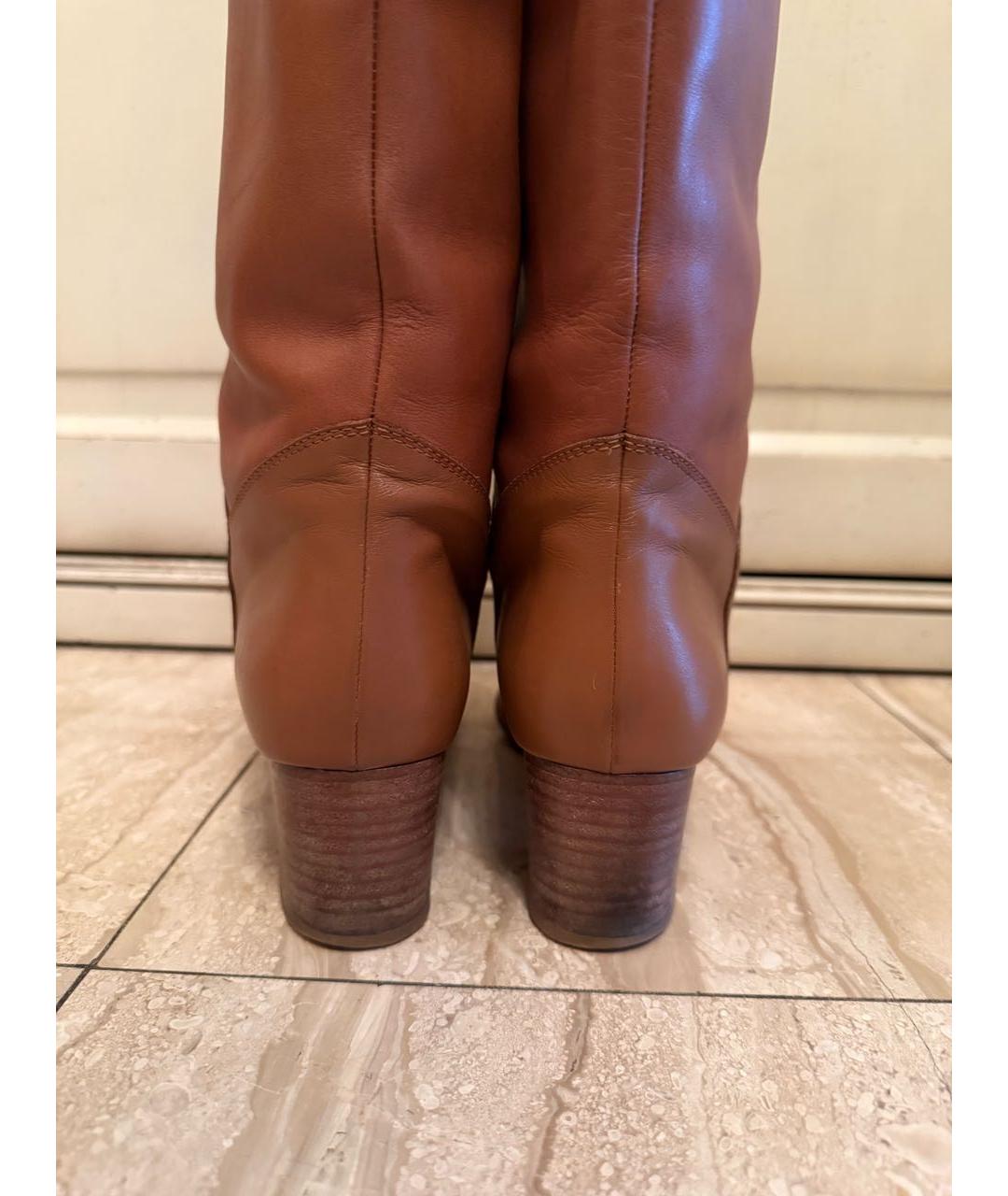 CHANEL Коричневые кожаные сапоги, фото 3