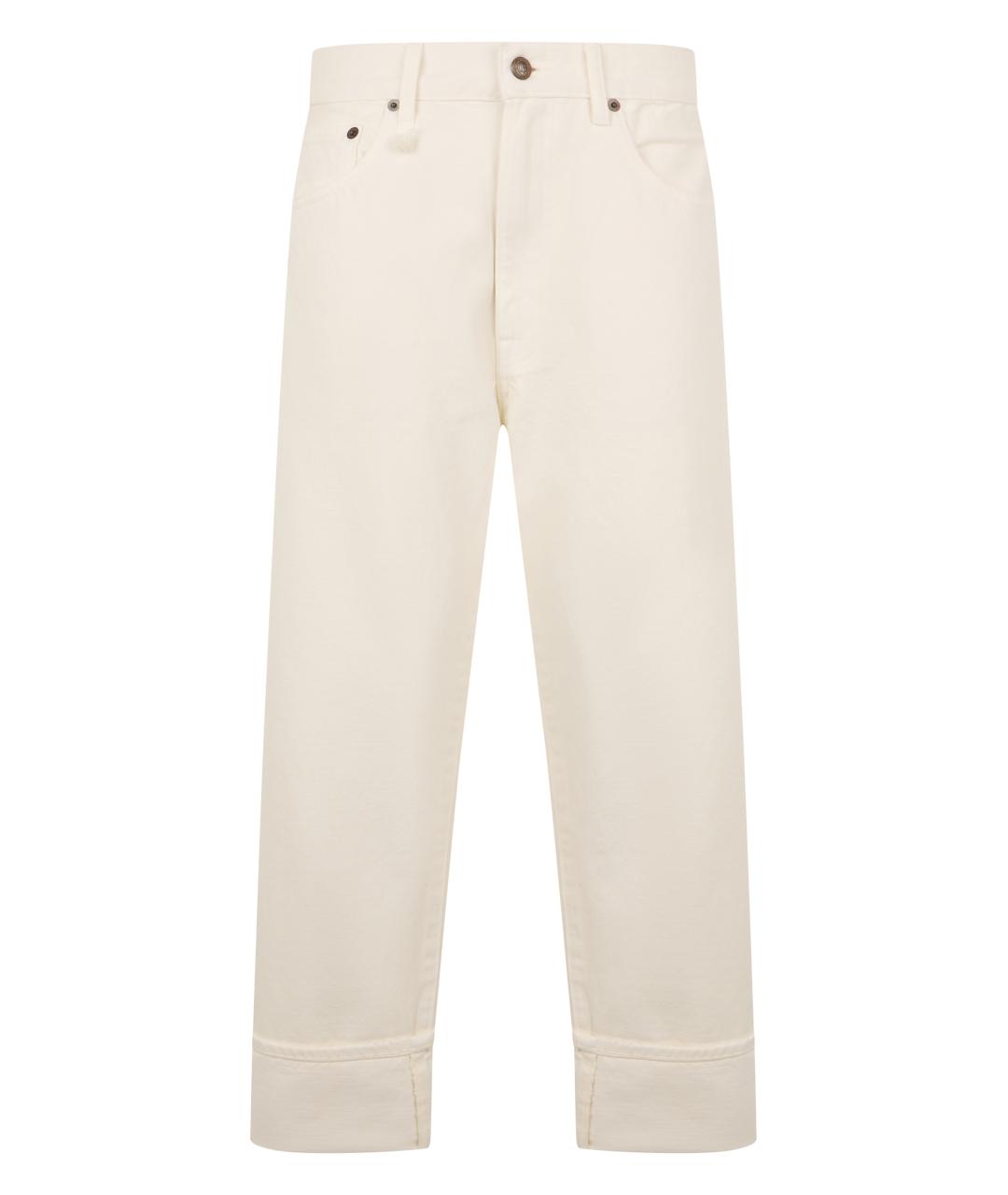 R13 Бежевые хлопковые прямые джинсы, фото 1