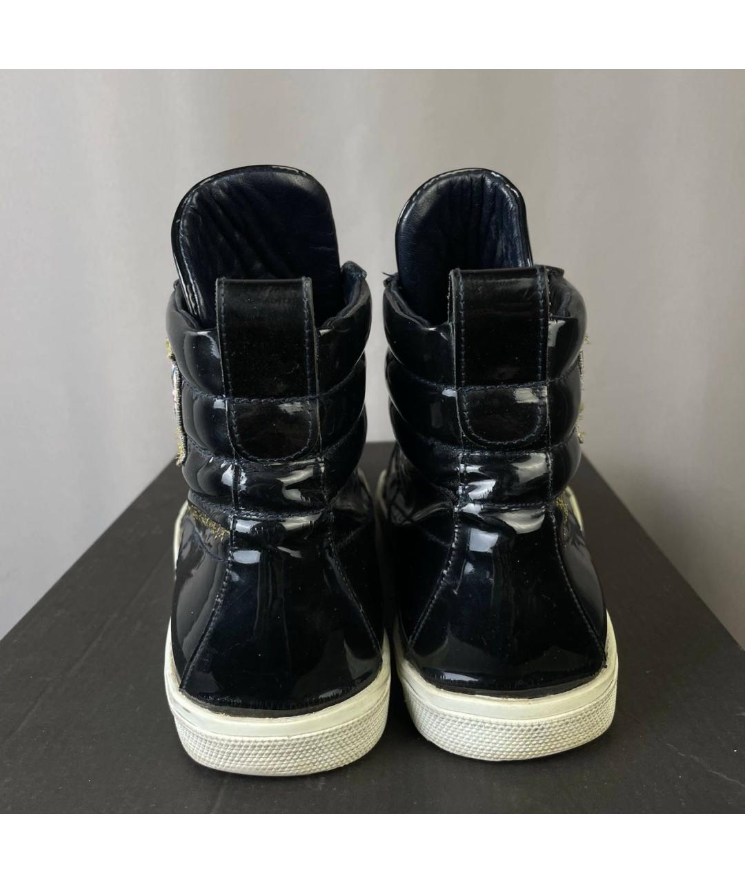 SAINT LAURENT Черные высокие кроссовки / кеды из лакированной кожи, фото 7