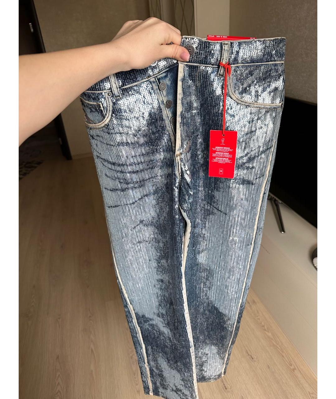 DIESEL Синие хлопковые прямые джинсы, фото 5