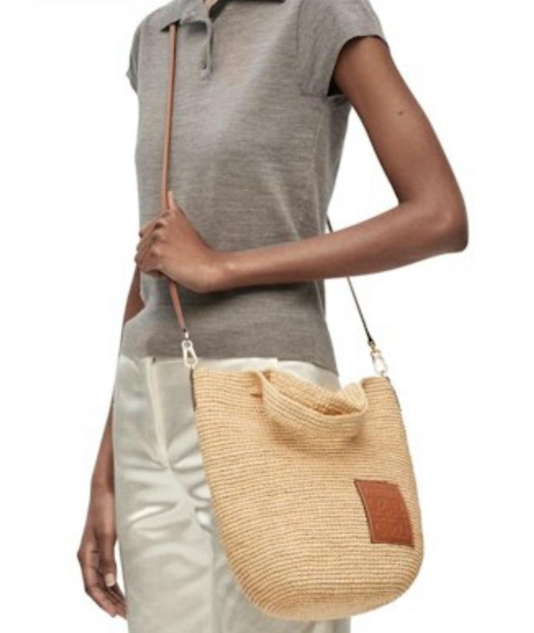 LOEWE Бежевая пелетеная сумка через плечо, фото 5