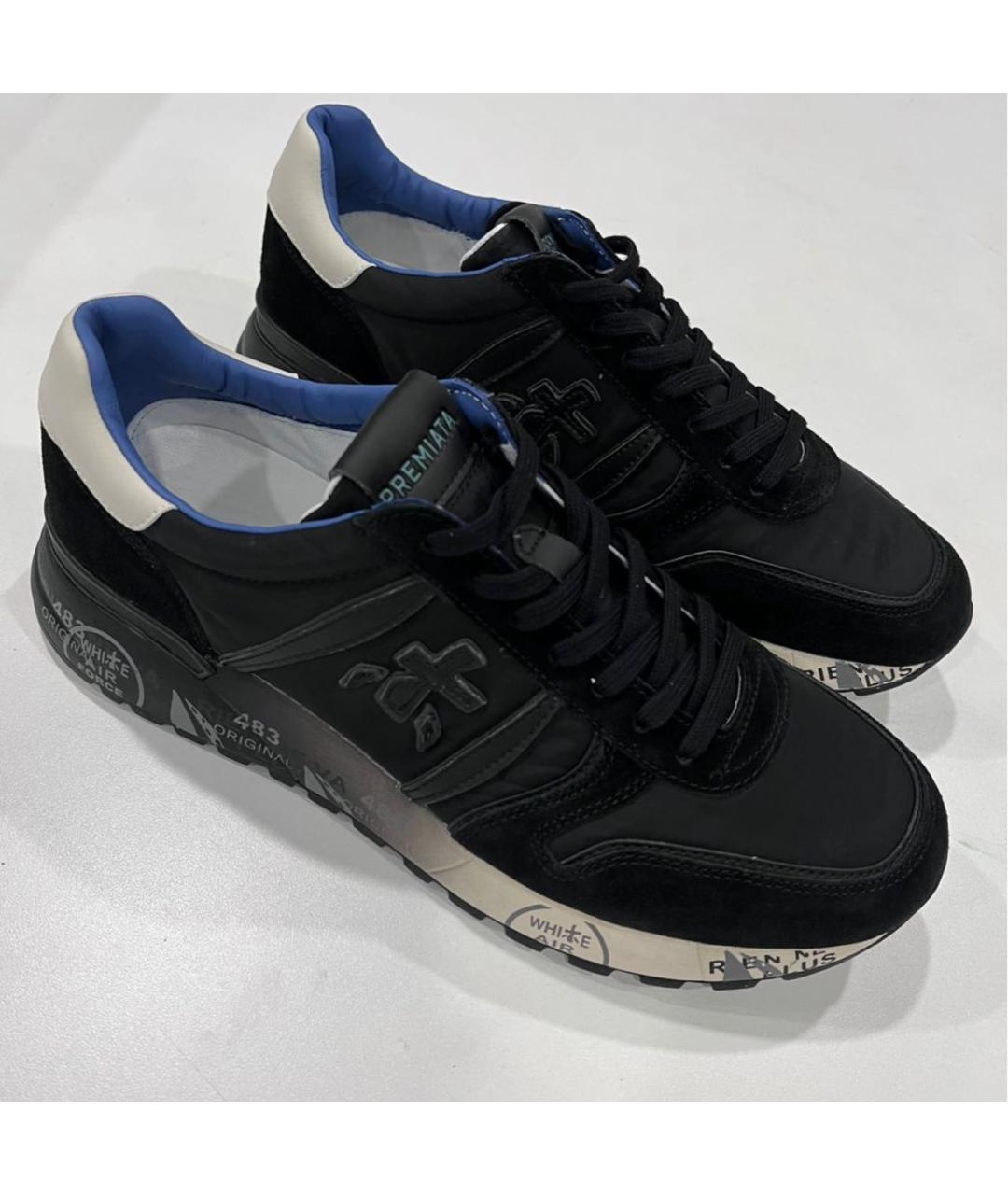 PREMIATA Черные текстильные низкие кроссовки / кеды, фото 2