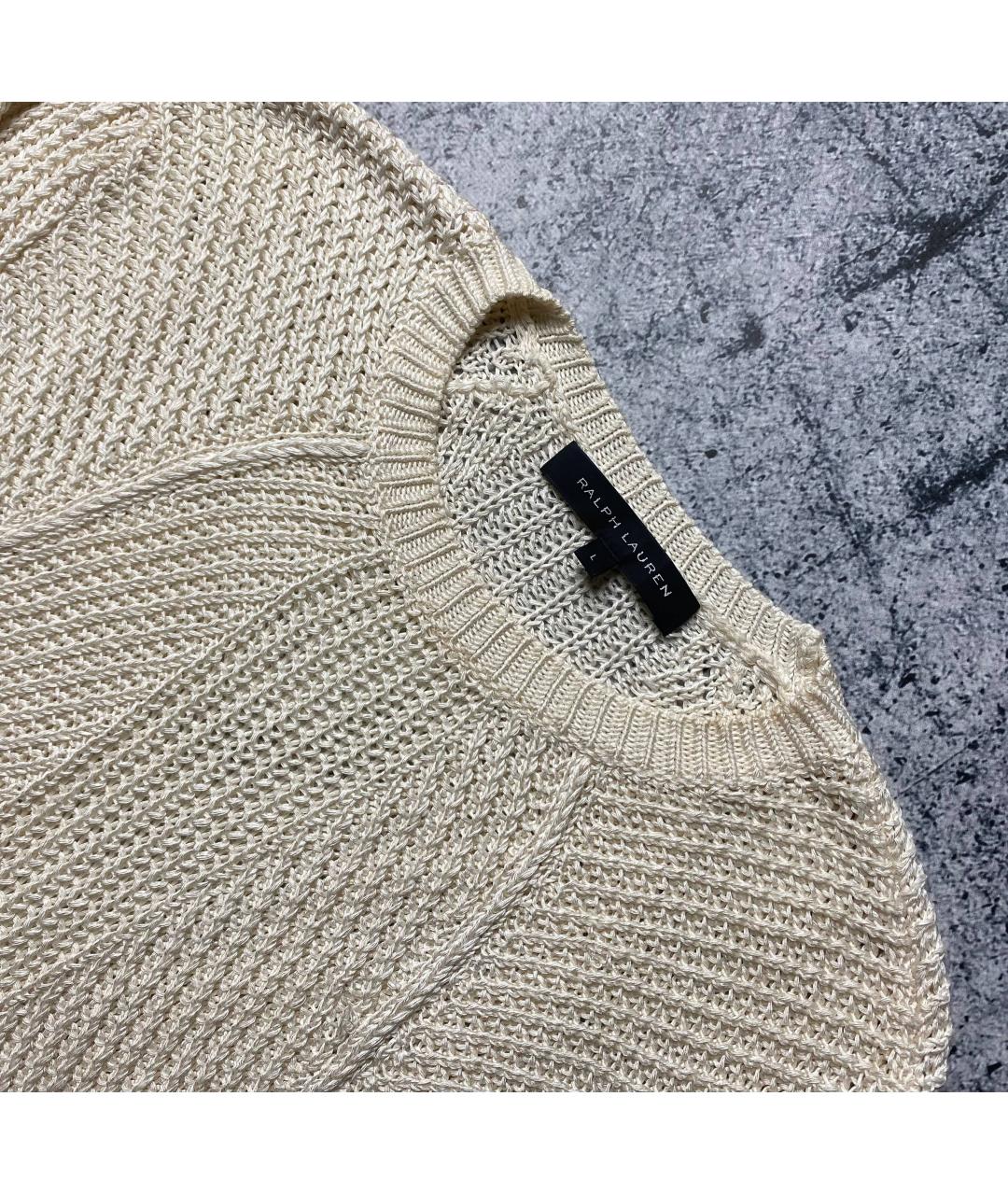 RALPH LAUREN Бежевый шелковый джемпер / свитер, фото 5