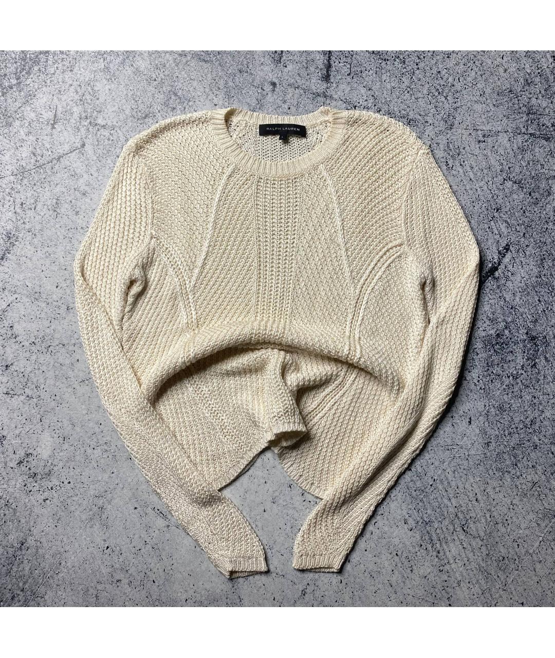 RALPH LAUREN Бежевый шелковый джемпер / свитер, фото 9