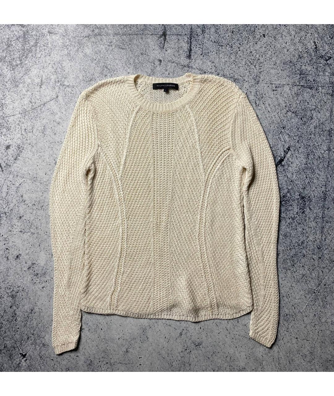 RALPH LAUREN Бежевый шелковый джемпер / свитер, фото 2