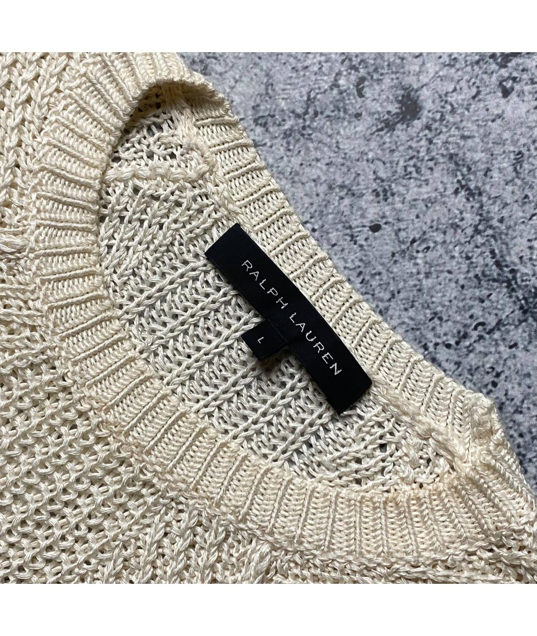 RALPH LAUREN Бежевый шелковый джемпер / свитер, фото 6