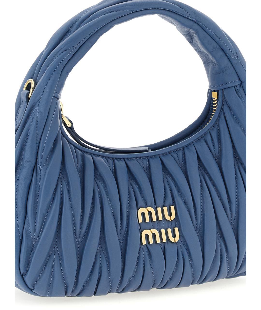 MIU MIU Голубая кожаная сумка через плечо, фото 3