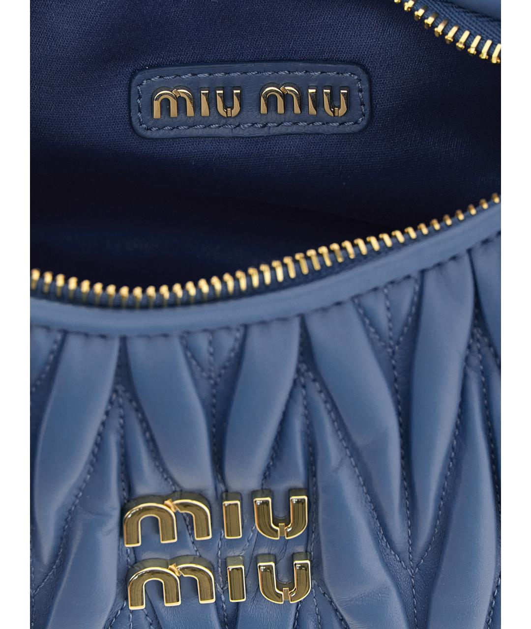 MIU MIU Голубая кожаная сумка через плечо, фото 4