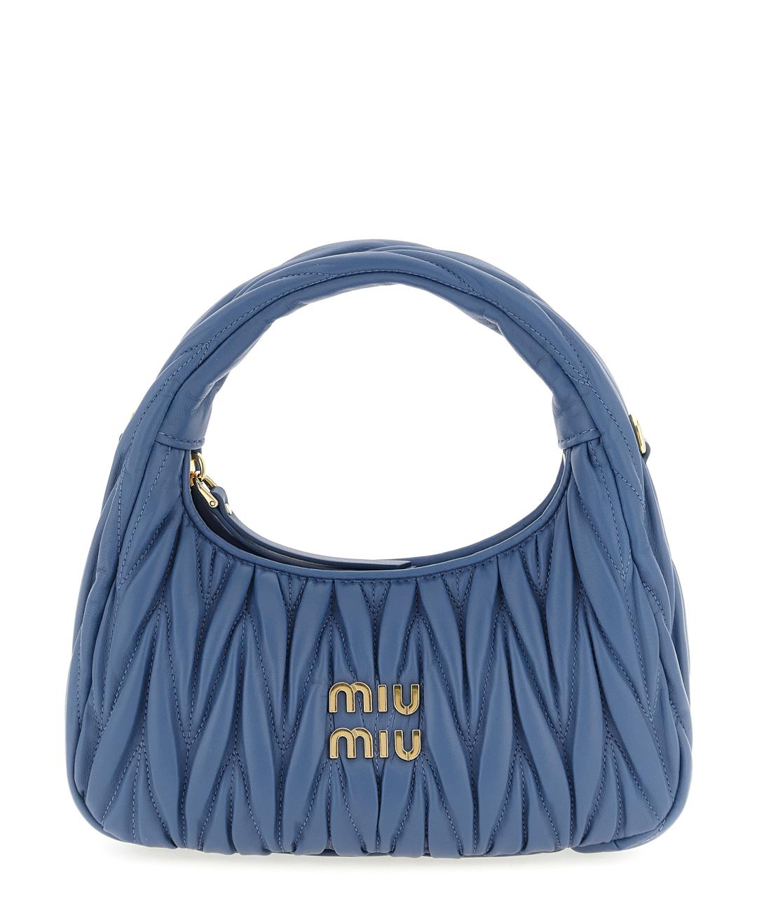 MIU MIU Голубая кожаная сумка через плечо, фото 1