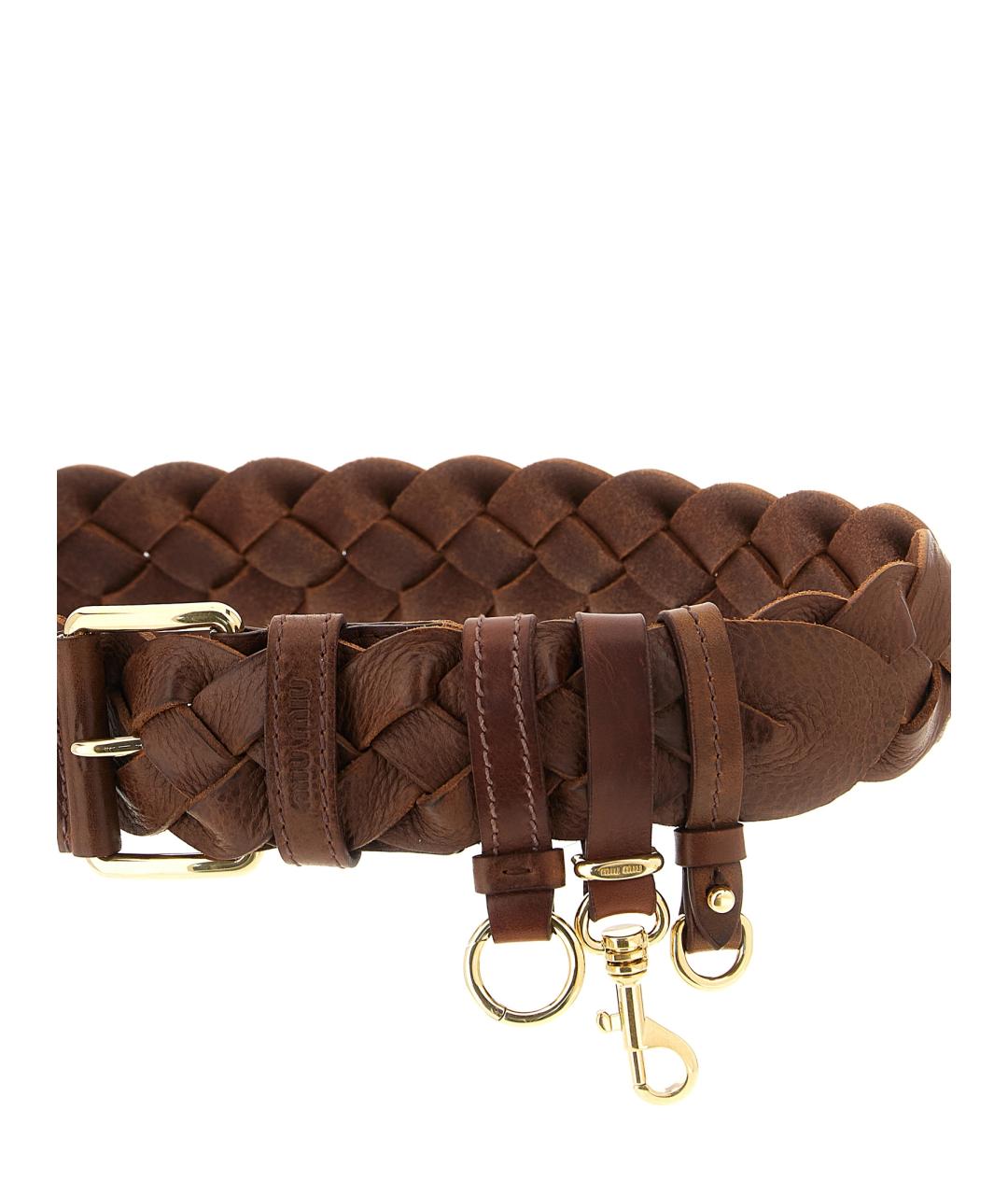 MIU MIU Коричневый кожаный ремень, фото 3