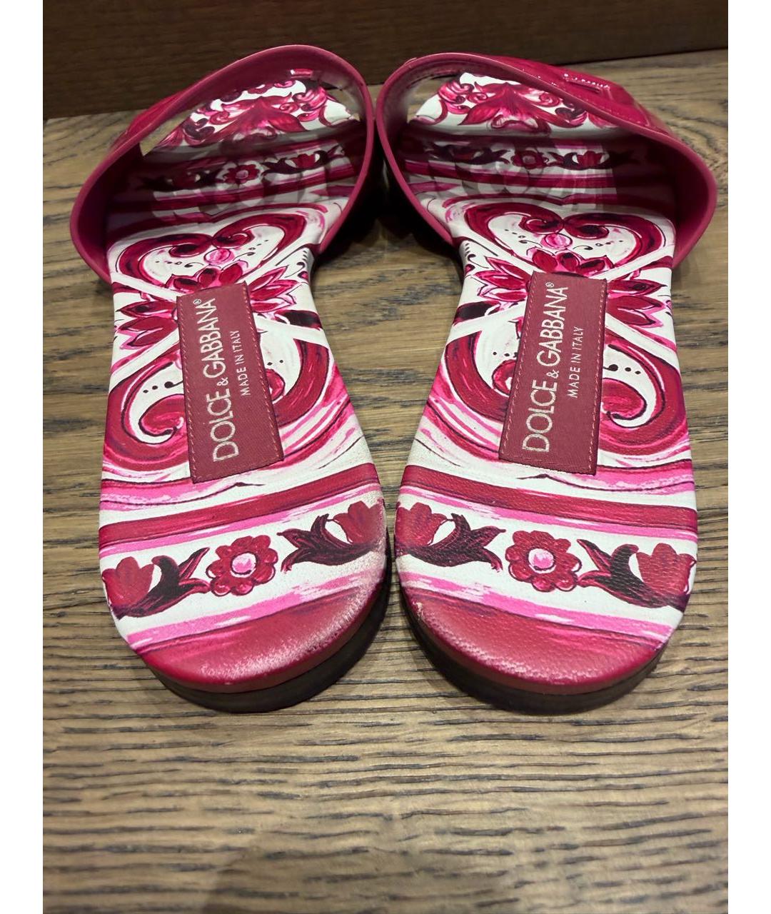 DOLCE&GABBANA Розовые шлепанцы из лакированной кожи, фото 4