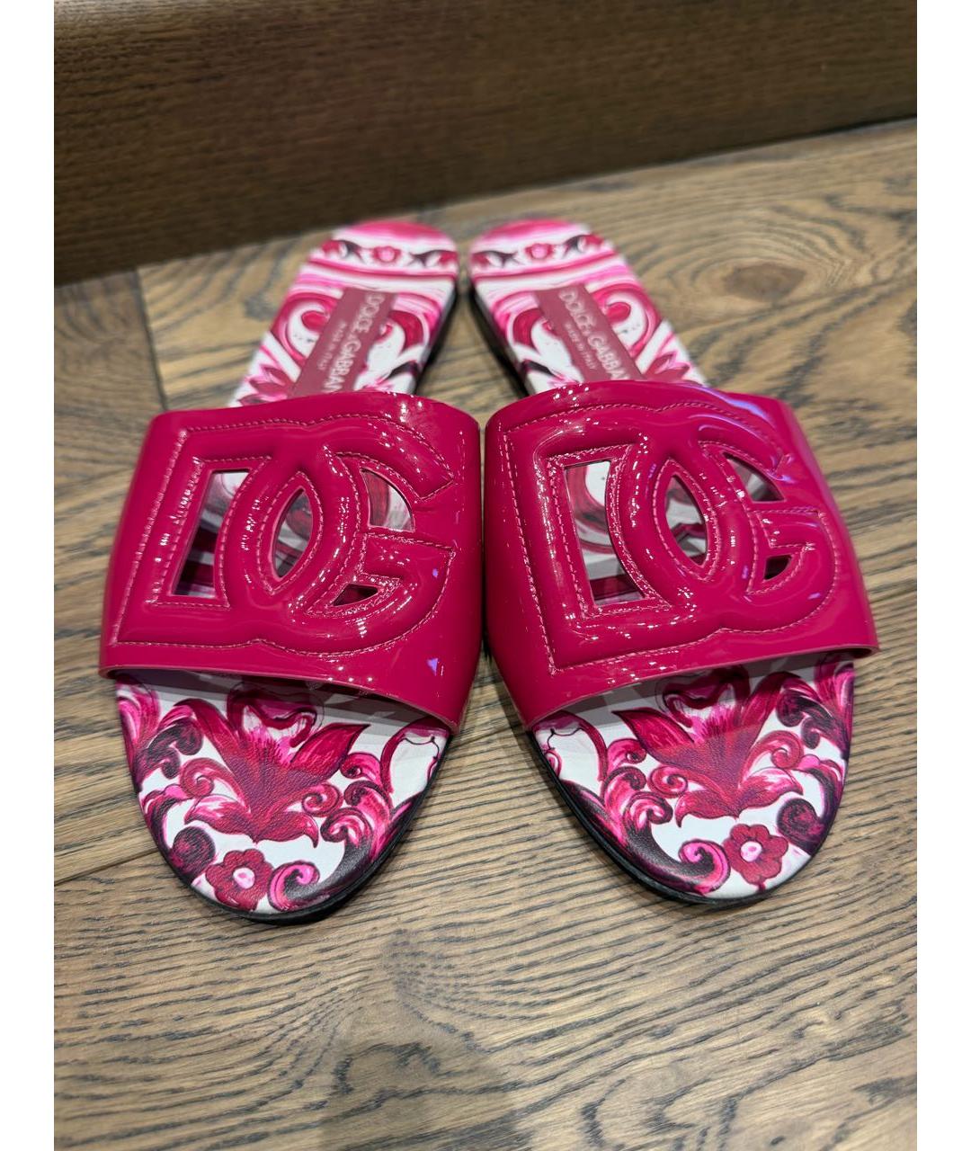 DOLCE&GABBANA Розовые шлепанцы из лакированной кожи, фото 2