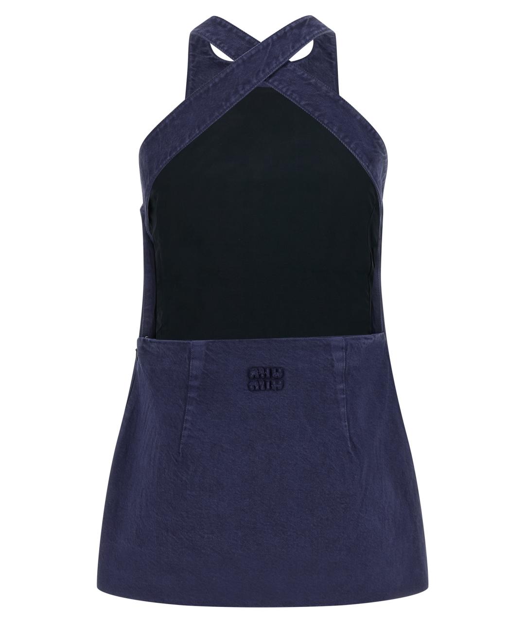 MIU MIU Синее хлопковое повседневное платье, фото 2