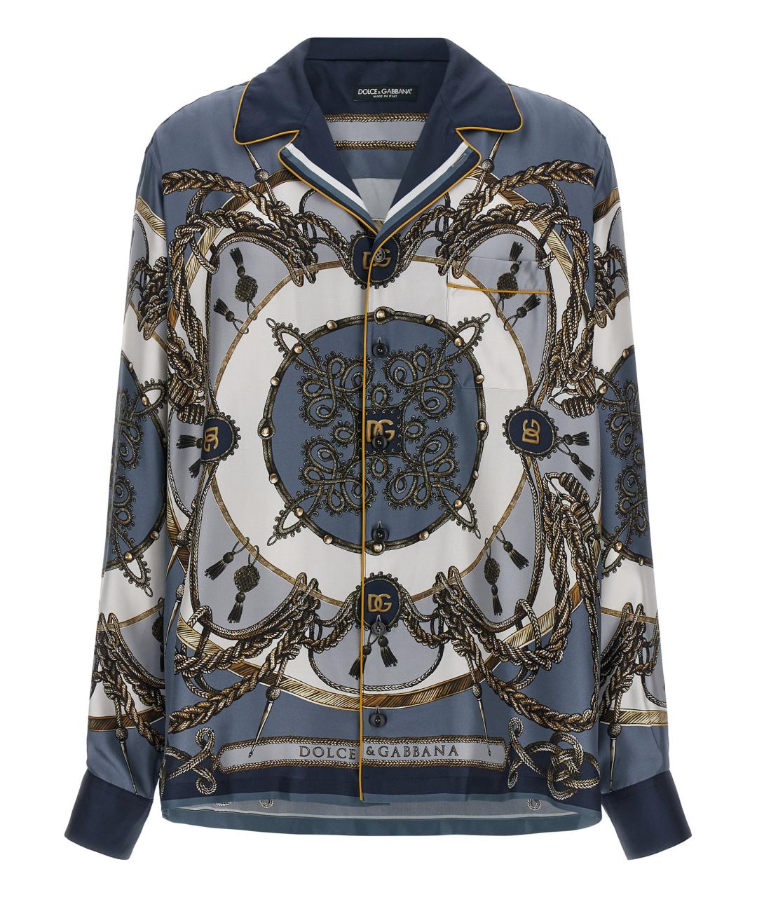 DOLCE&GABBANA Синяя шелковая кэжуал рубашка, фото 1