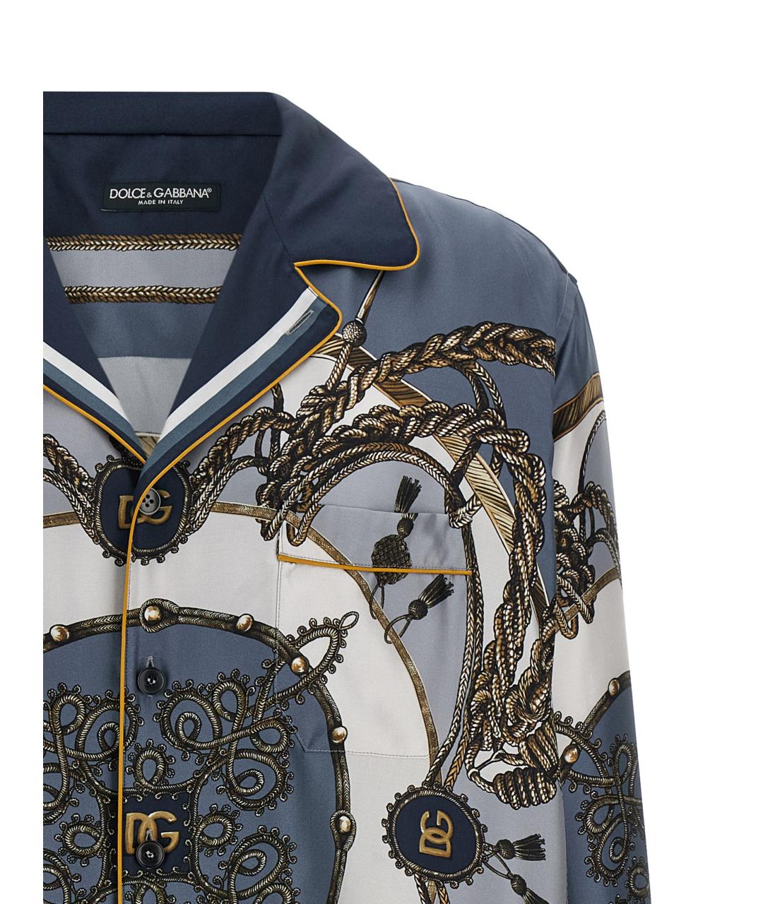 DOLCE&GABBANA Синяя шелковая кэжуал рубашка, фото 3