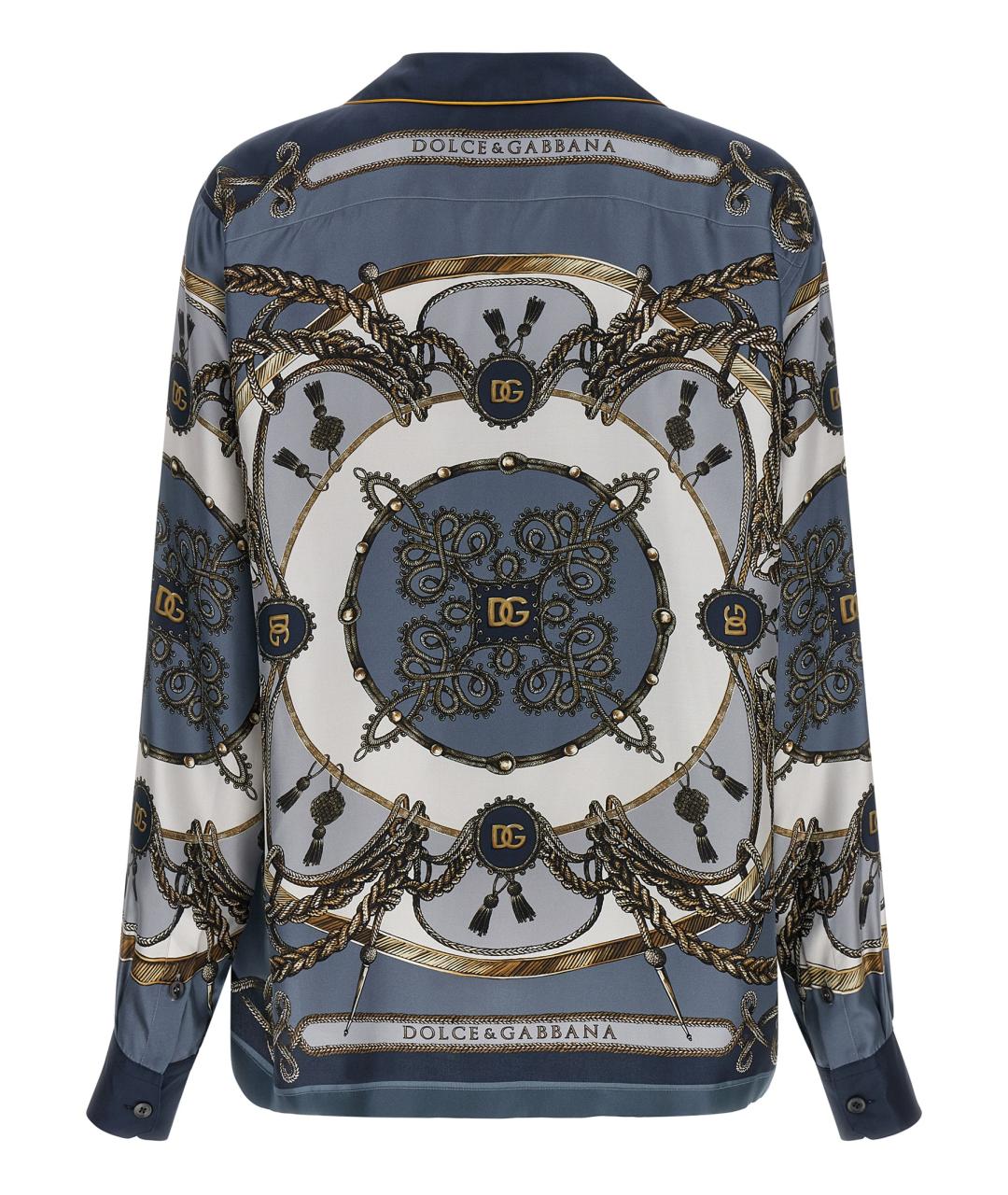 DOLCE&GABBANA Синяя шелковая кэжуал рубашка, фото 2