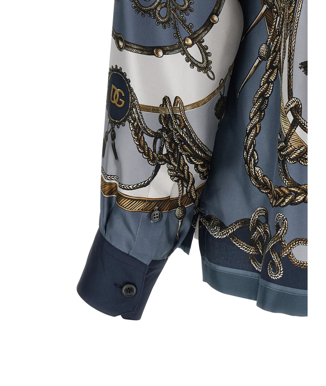 DOLCE&GABBANA Синяя шелковая кэжуал рубашка, фото 4