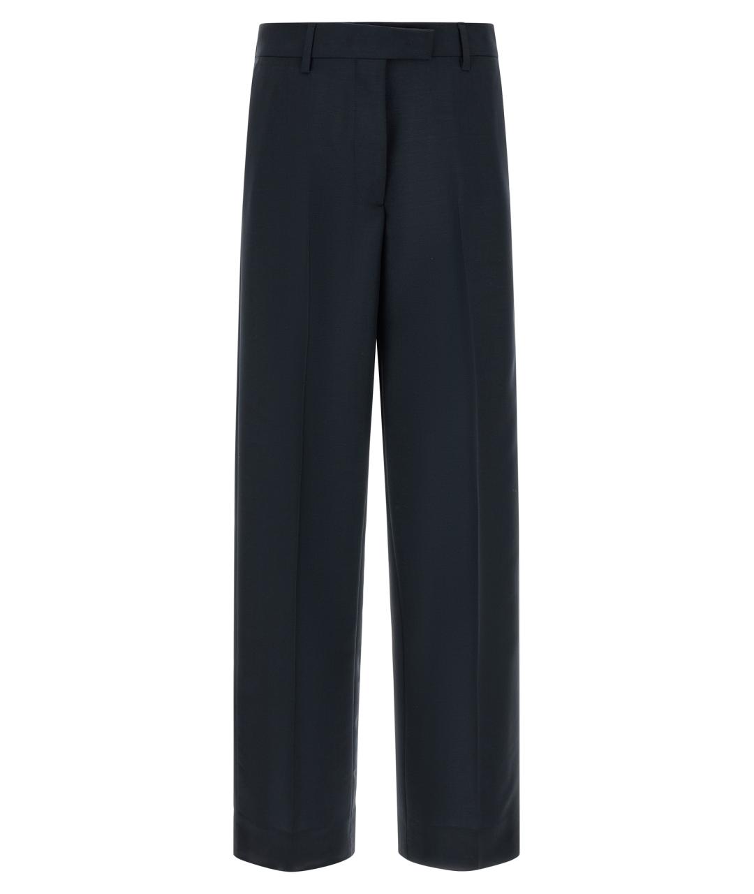 MIU MIU Синие шерстяные прямые брюки, фото 1